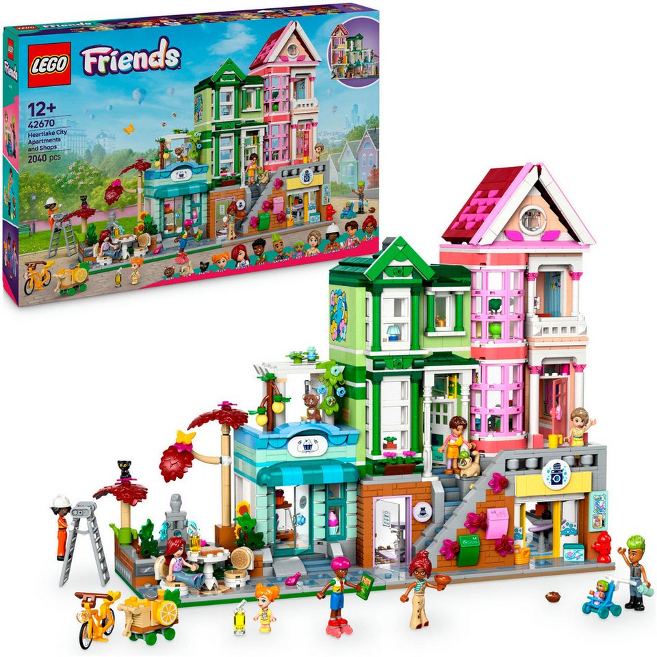 LEGO® Heartlake City Wohn- und Einkaufsstraße (42670), LEGO Friends Konstruktionsspielsteine, (2040 St), Made in Europe