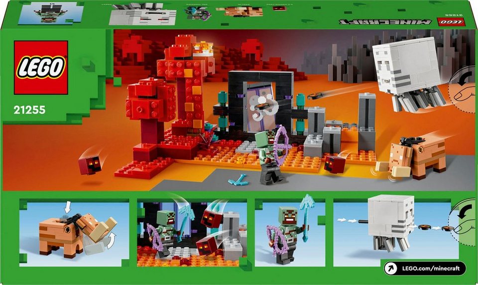LEGO® Hinterhalt am Netherportal (21255), LEGO Minecraft Konstruktionsspielsteine, (352 St), Made in Europe