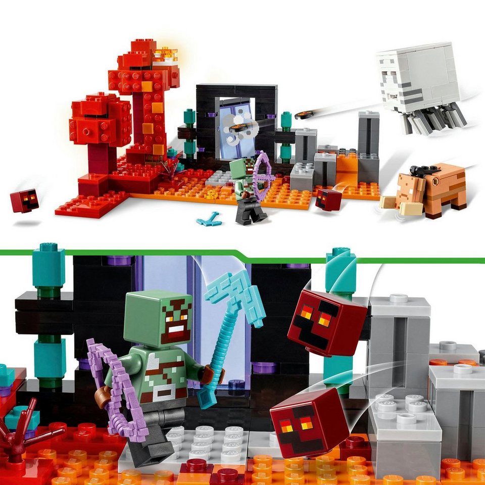 LEGO® Hinterhalt am Netherportal (21255), LEGO Minecraft Konstruktionsspielsteine, (352 St), Made in Europe