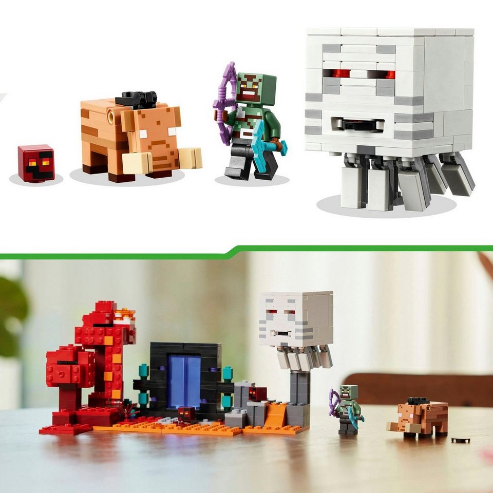 LEGO® Hinterhalt am Netherportal (21255), LEGO Minecraft Konstruktionsspielsteine, (352 St), Made in Europe