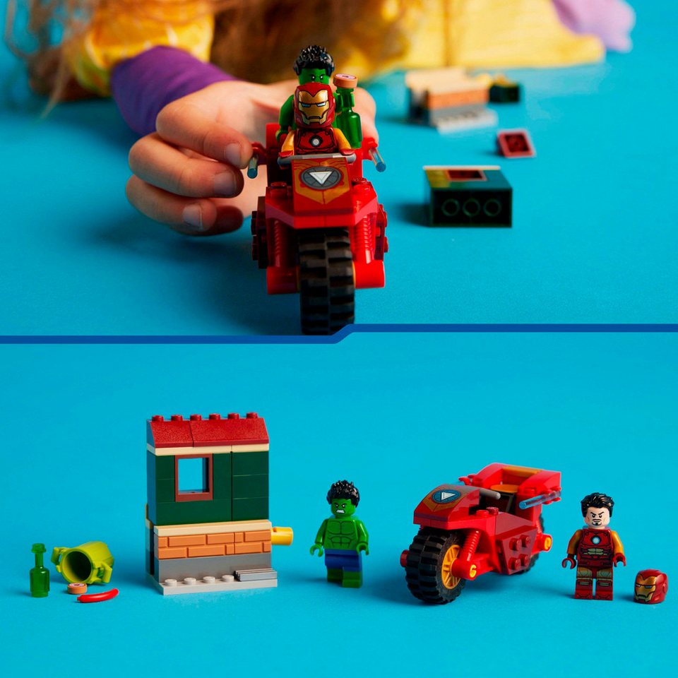 LEGO® Iron Man mit Bike und der Hulk (76287), LEGO Super Heroes Konstruktionsspielsteine, (68 St), Made in Europe