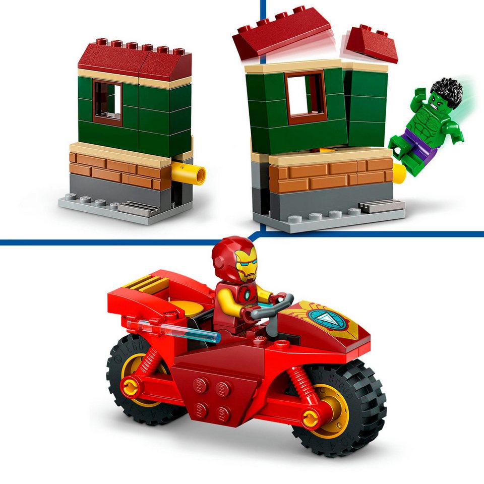 LEGO® Iron Man mit Bike und der Hulk (76287), LEGO Super Heroes Konstruktionsspielsteine, (68 St), Made in Europe
