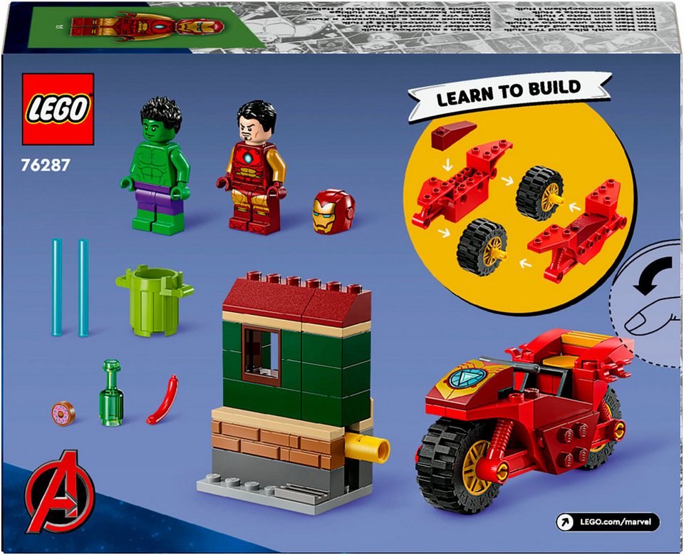 LEGO® Iron Man mit Bike und der Hulk (76287), LEGO Super Heroes Konstruktionsspielsteine, (68 St), Made in Europe