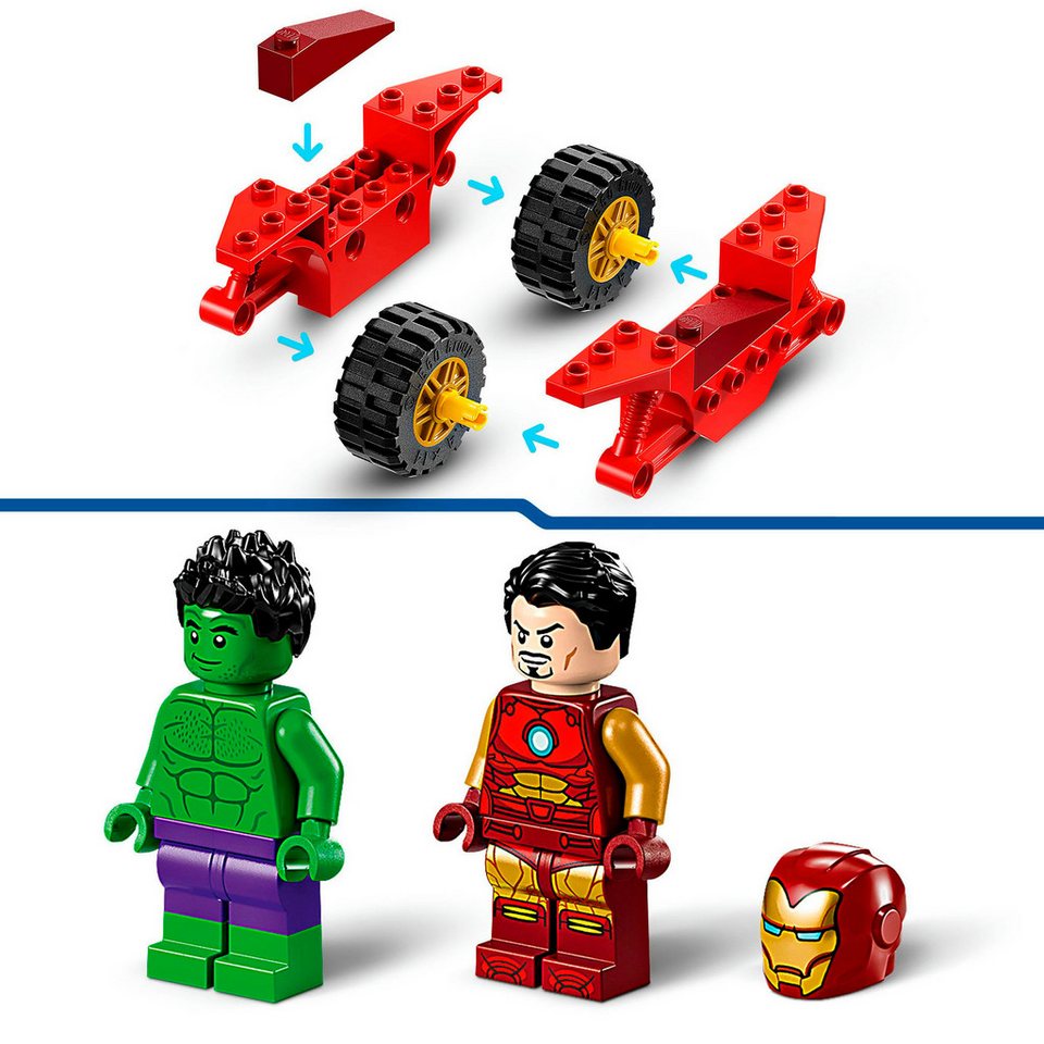 LEGO® Iron Man mit Bike und der Hulk (76287), LEGO Super Heroes Konstruktionsspielsteine, (68 St), Made in Europe