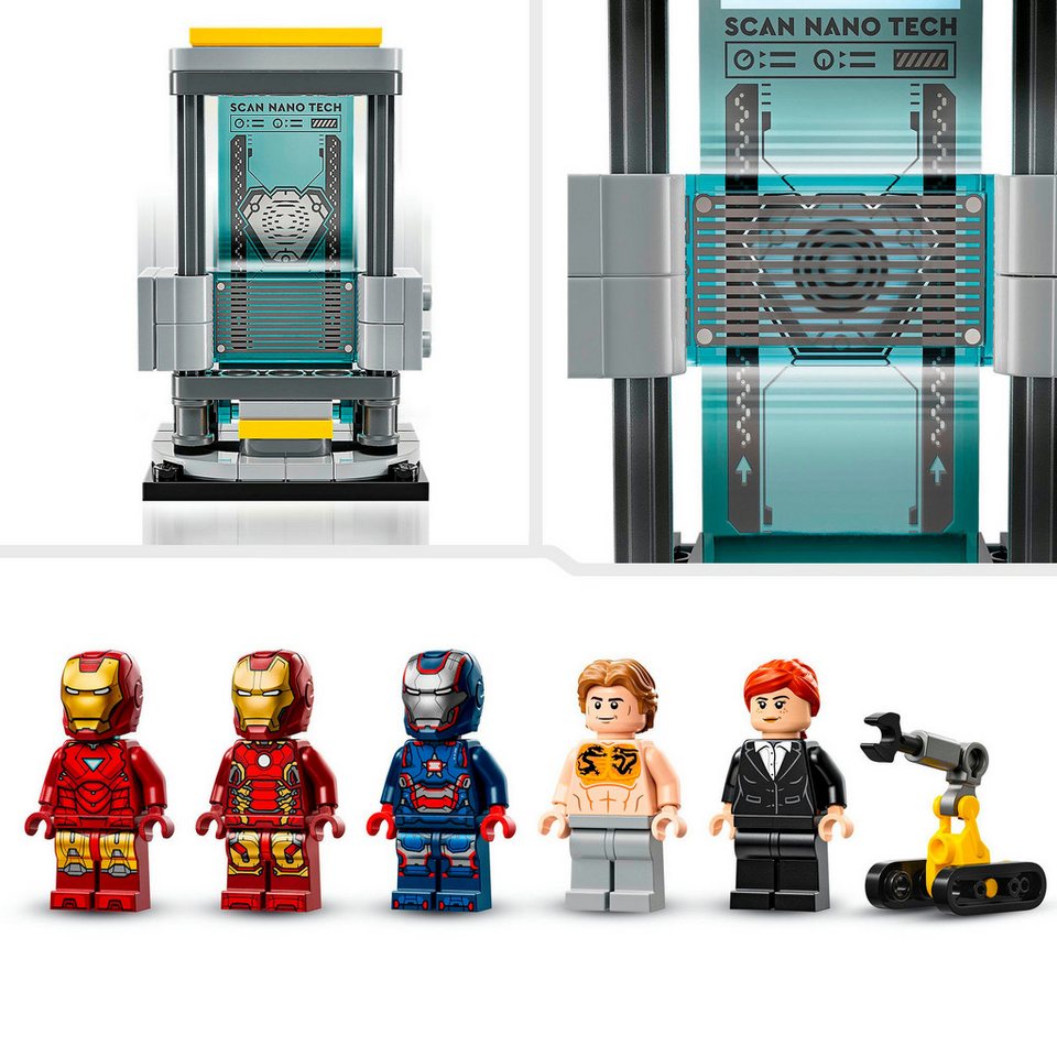 LEGO® Iron Mans Labor: Halle der Rüstungen (76315), LEGO Super Heroes Konstruktionsspielsteine, (384 St), Made in Europe