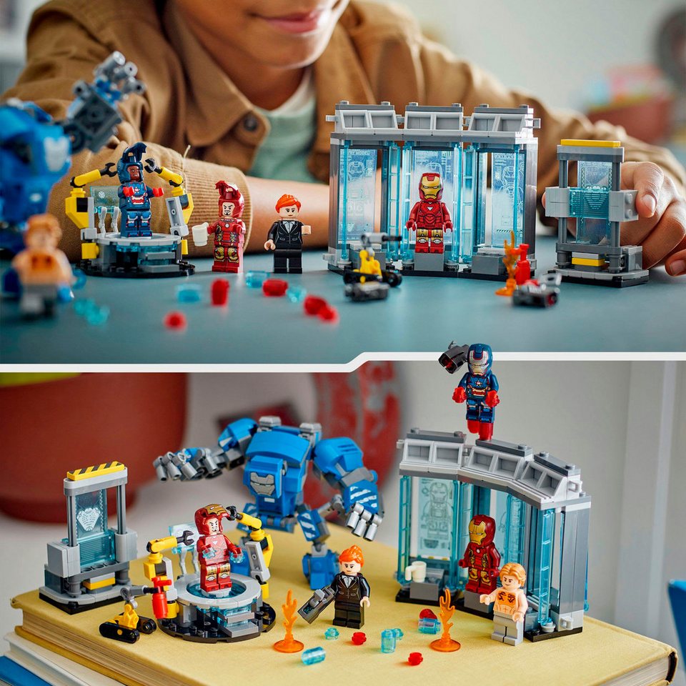 LEGO® Iron Mans Labor: Halle der Rüstungen (76315), LEGO Super Heroes Konstruktionsspielsteine, (384 St), Made in Europe