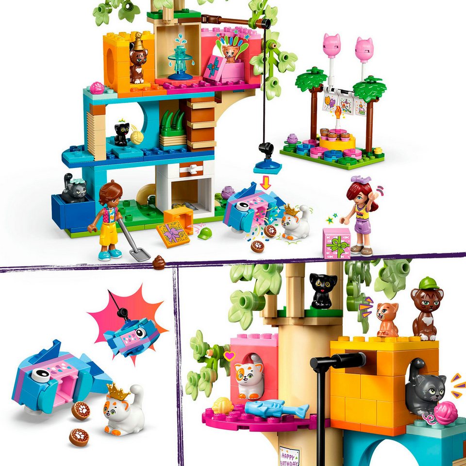 LEGO® Katzengeburtstagsparty & Baumhaus (42666), LEGO Friends Konstruktionsspielsteine, (321 St), Made in Europe