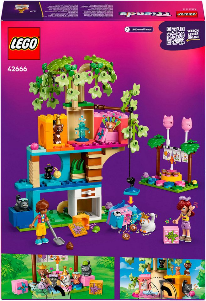 LEGO® Katzengeburtstagsparty & Baumhaus (42666), LEGO Friends Konstruktionsspielsteine, (321 St), Made in Europe