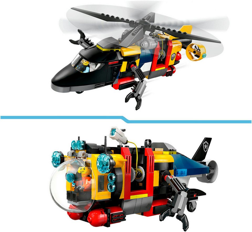 LEGO® Kombinationsset mit Hubschrauber, Löschauto und U-Boot (60462) Konstruktionsspielsteine, (874 St), LEGO City; Made in Europe