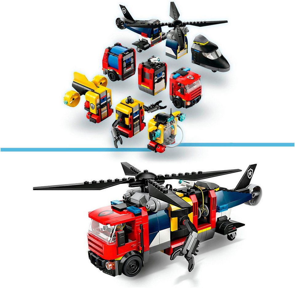 LEGO® Kombinationsset mit Hubschrauber, Löschauto und U-Boot (60462) Konstruktionsspielsteine, (874 St), LEGO City; Made in Europe