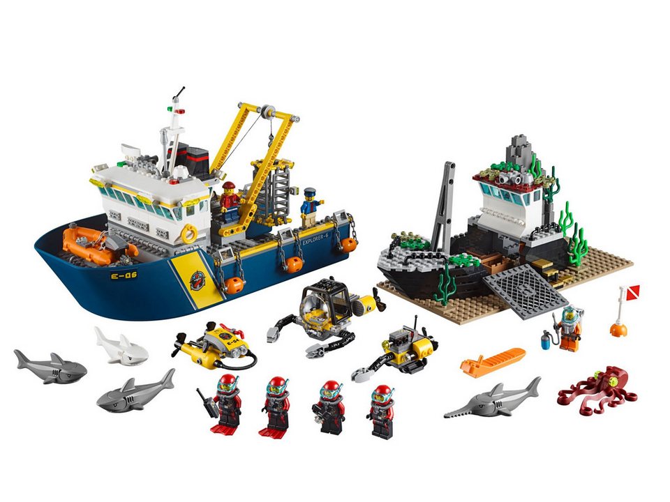 LEGO® LEGO® City 60095 Tiefsee-Expeditionsschiff Konstruktionsspielsteine, (717 St)