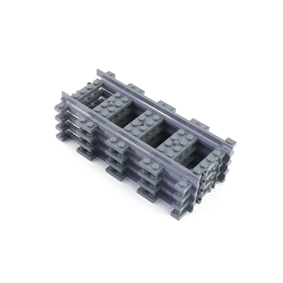 LEGO® LEGO® City Eisenbahn Schienen Gerade Dunkelgrau - 53401 NEU! Menge 10x Spielbausteine, (Bausteine, 10 St., Kreativ-Set), Made in Europe