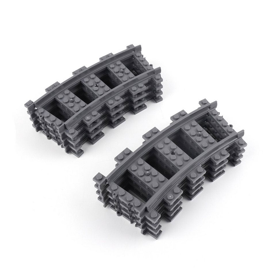 LEGO® LEGO® City Eisenbahn Schienen Kurve Dunkelgrau - 53400 NEU! Menge 10x Spielbausteine, (Bausteine, 10 St., Kreativ-Set), Made in Europe