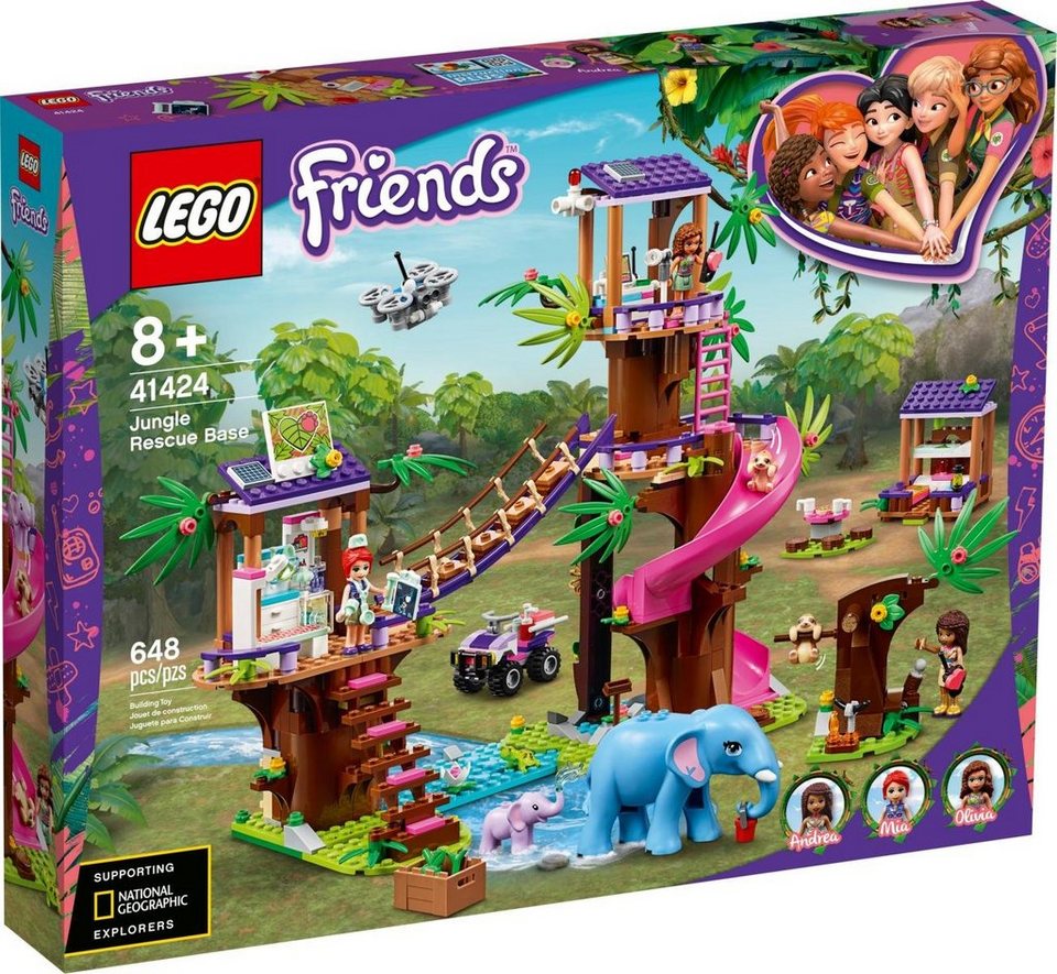LEGO® LEGO® Friends 41424 Tierrettungsstation im Dschungel Konstruktionsspielsteine, (648 St)