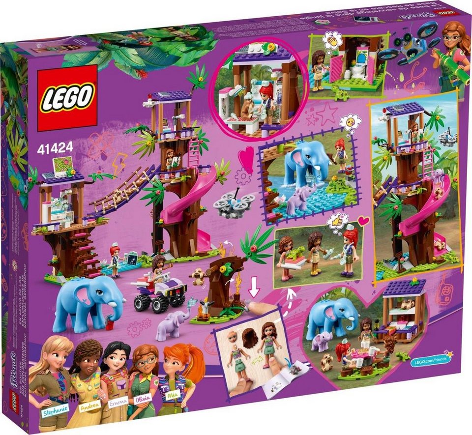 LEGO® LEGO® Friends 41424 Tierrettungsstation im Dschungel Konstruktionsspielsteine, (648 St)
