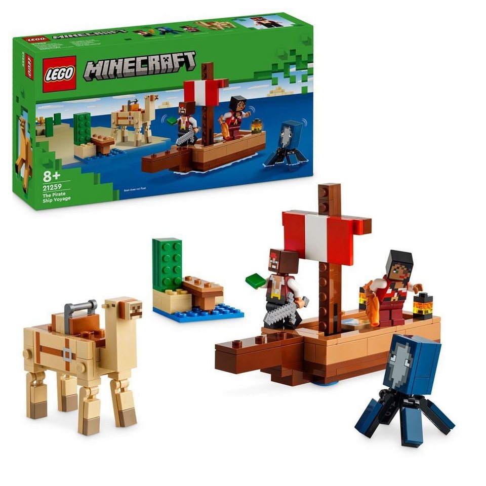 LEGO® LEGO® Minecraft Die Piratenschiffreise - 21259 NEU! Teile 166x Spielbausteine, (Bausteine, 166 St., Kreativ-Set), Made in Europe