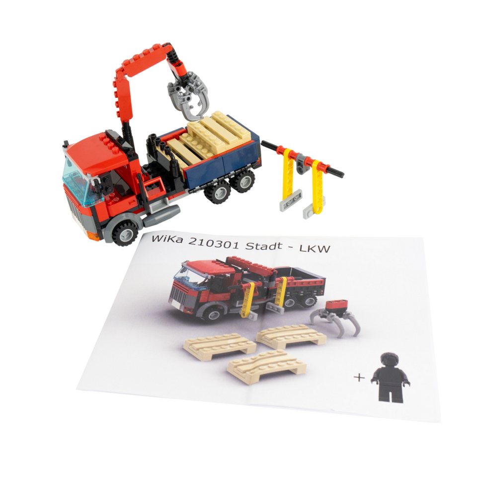 LEGO® LEGO® MOC LKW mit 3 Paletten und Ladekran + 1 Minifigur Teile 211x Spielbausteine, (Bausteine, 1 St., Kreativ-Set), Made in Europe