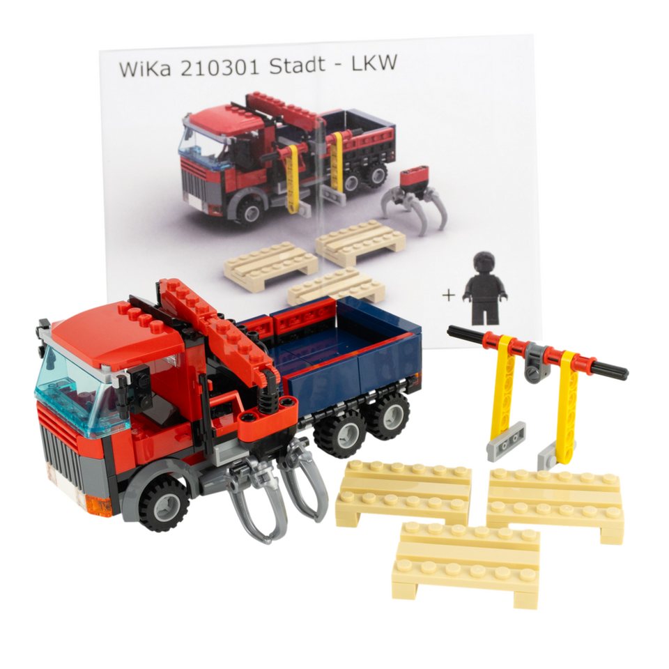 LEGO® LEGO® MOC LKW mit 3 Paletten und Ladekran + 1 Minifigur Teile 211x Spielbausteine, (Bausteine, 1 St., Kreativ-Set), Made in Europe