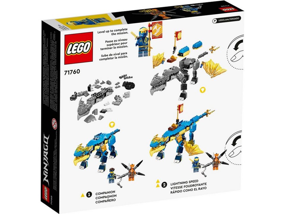 LEGO® LEGO® NINJAGO® 71760 Jays Donnerdrache EVO Konstruktionsspielsteine, (140 St)
