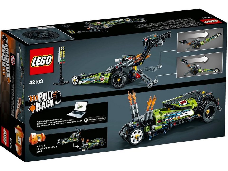 LEGO® LEGO® Technic™ 42103 Dragster Rennauto Konstruktionsspielsteine, (225 St)