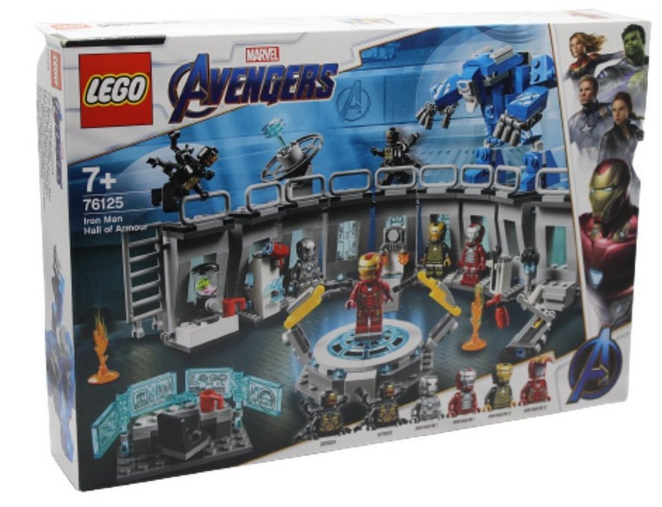 LEGO® Marvel Avengers 76125 Iron Mans Werkstatt EOL Sammler Spielzeug Konstruktionsspielsteine, (Set, 524 St), Werkstattmodule frei kombinierbar
