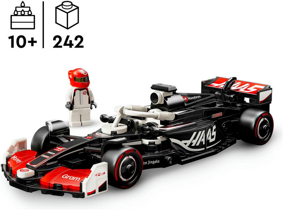 LEGO® MoneyGram Haas F1® Team VF-24 Rennauto (77250), LEGO® Speed Champions Konstruktionsspielsteine, (242 St), Made in Europe