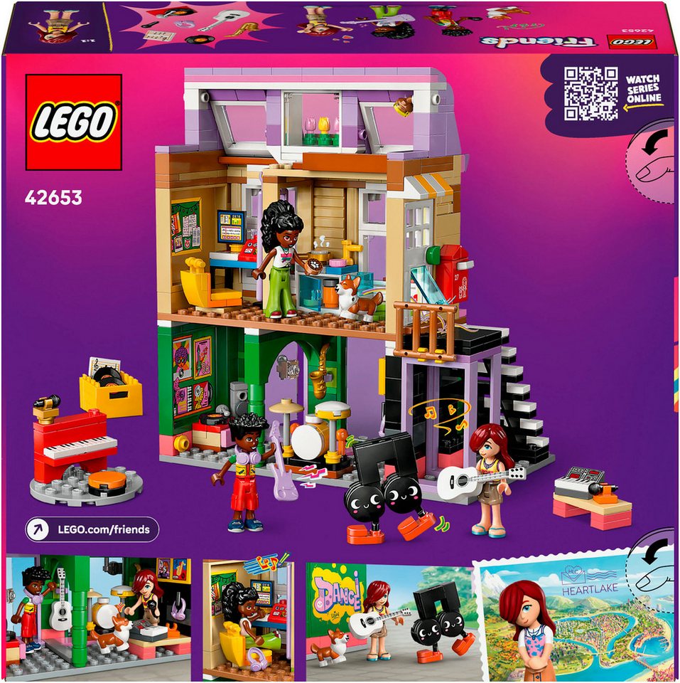 LEGO® Musikladen & Wohnung (42653), LEGO Friends Konstruktionsspielsteine, (483 St), Made in Europe