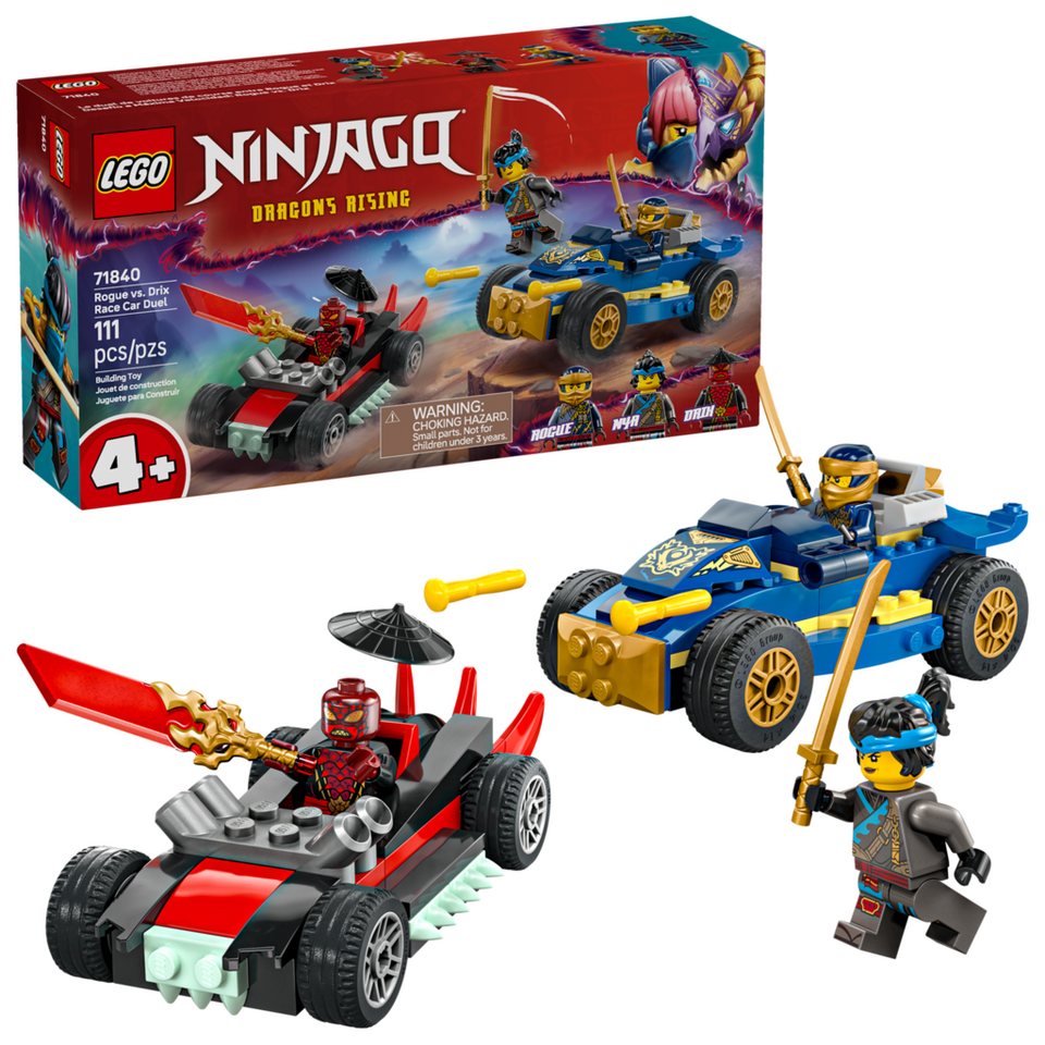 LEGO® NINJAGO 71840 Action-Autorennen: Rogue vs. Drix Spielbausteine, (Set, 111 St., Set)