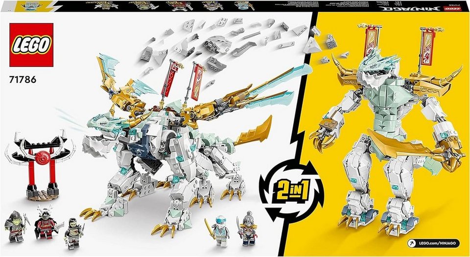 LEGO® NINJAGO Zanes Eisdrache Spielzeug-Drache und 6 Mini-Figuren (71786) Konstruktions-Spielset, (973 St)