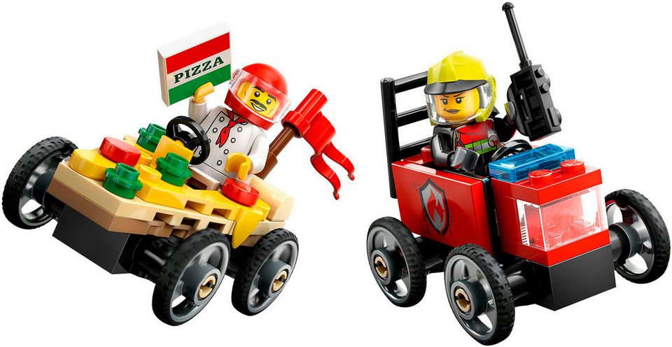 LEGO® Pizzalieferwagen vs. Löschauto (60458), LEGO City Konstruktionsspielsteine, (70 St), Made in Europe