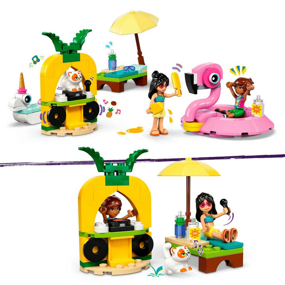LEGO® Poolparty mit Einhorn und Flamingo (42658), LEGO Friends Konstruktionsspielsteine, (99 St), Made in Europe