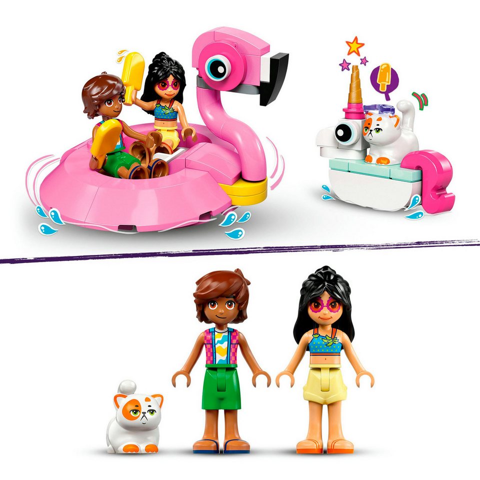 LEGO® Poolparty mit Einhorn und Flamingo (42658), LEGO Friends Konstruktionsspielsteine, (99 St), Made in Europe