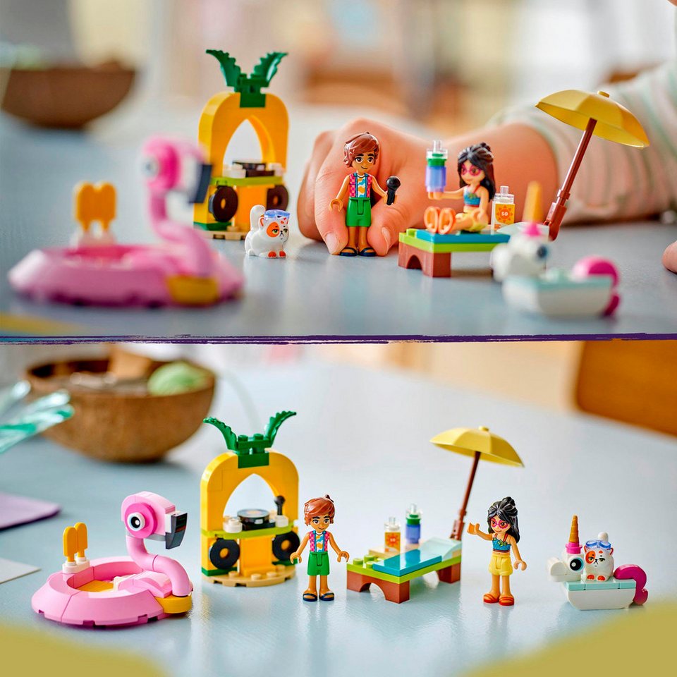 LEGO® Poolparty mit Einhorn und Flamingo (42658), LEGO Friends Konstruktionsspielsteine, (99 St), Made in Europe