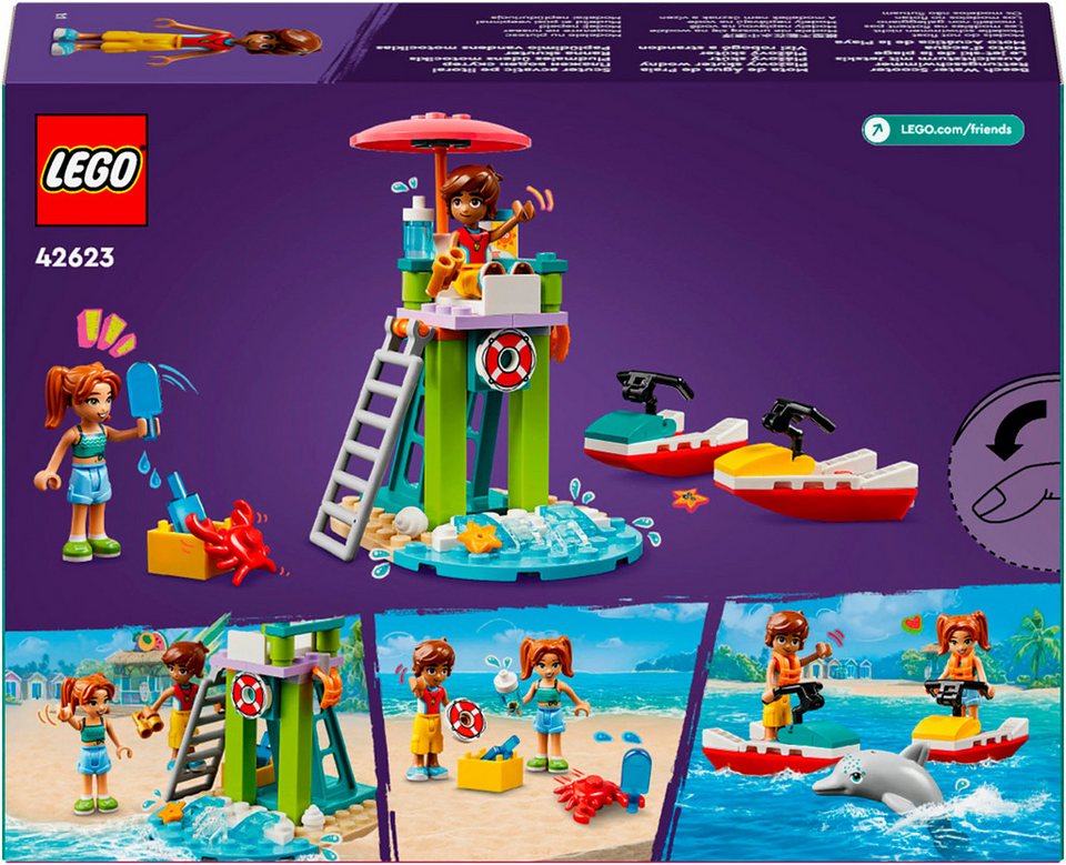 LEGO® Rettungsschwimmer Aussichtsturm mit Jetskis (42623), LEGO Friends Konstruktionsspielsteine, (84 St), Made in Europe