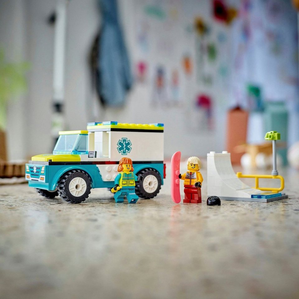 LEGO® Rettungswagen und Snowboarder (60403), LEGO City Konstruktionsspielsteine, (79 St), Made in Europe