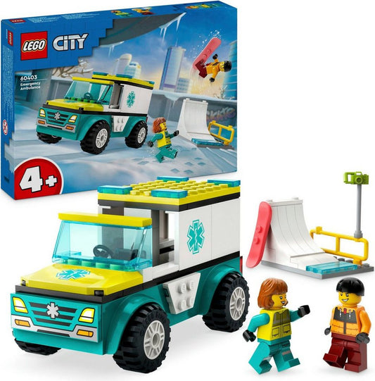 LEGO® Rettungswagen und Snowboarder (60403), LEGO City Konstruktionsspielsteine, (79 St), Made in Europe