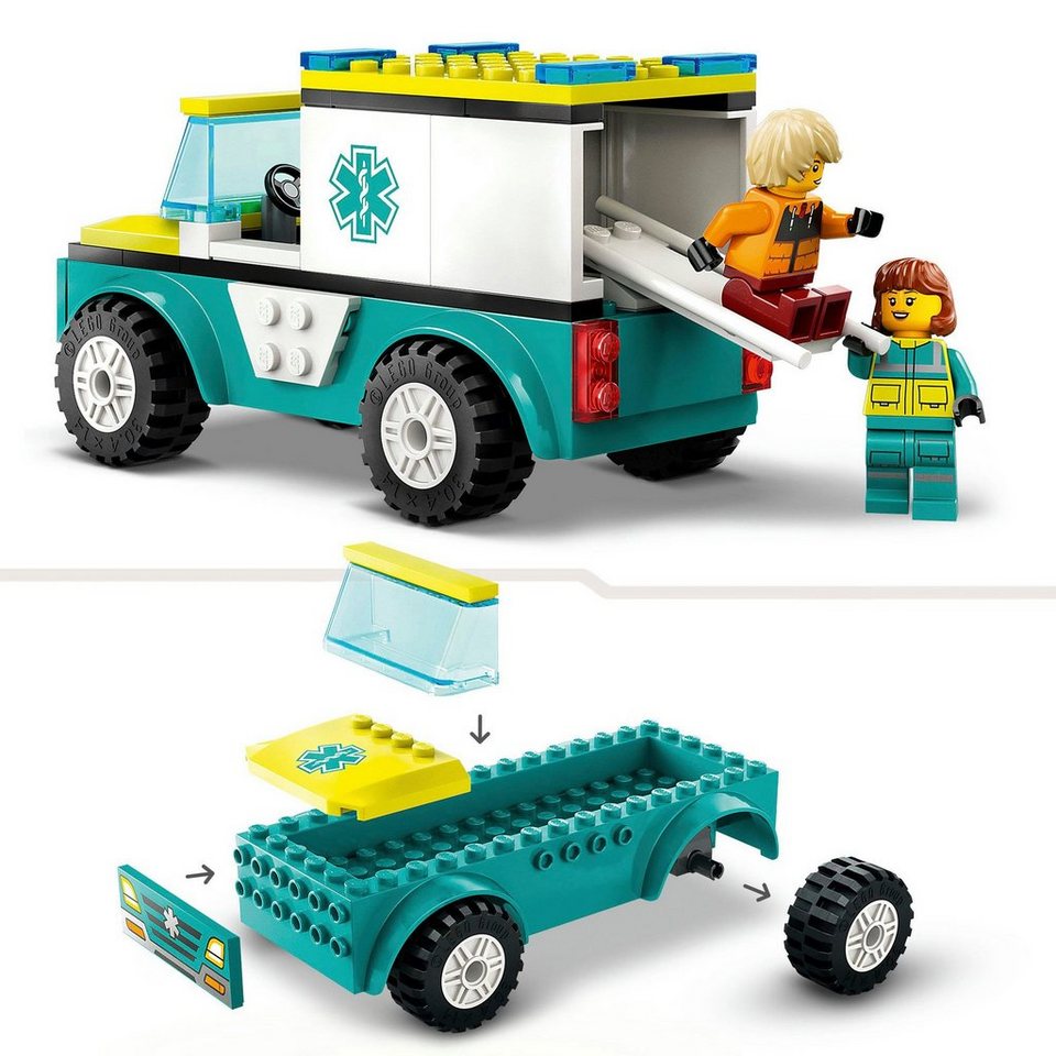 LEGO® Rettungswagen und Snowboarder (60403), LEGO City Konstruktionsspielsteine, (79 St), Made in Europe