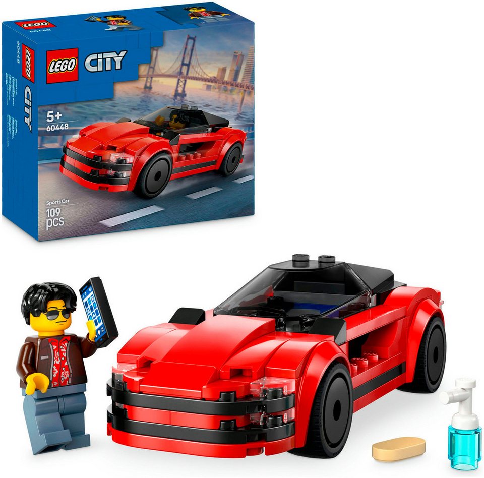 LEGO® Roter Sportwagen (60448), LEGO City Konstruktionsspielsteine, (109 St), Made in Europe