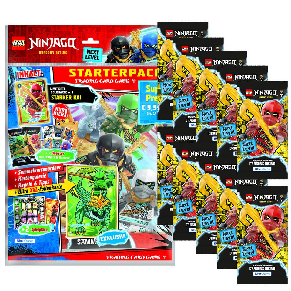 LEGO® Sammelkarte LEGO Ninjago Serie 9 NEXT LEVEL Trading Cards - 1 Starter + 10 Booster