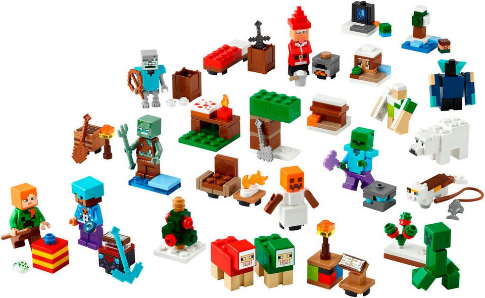 LEGO® Spielzeug-Adventskalender Spielbausteine, (21280), LEGO Minecraft (300-tlg), Made in Europe