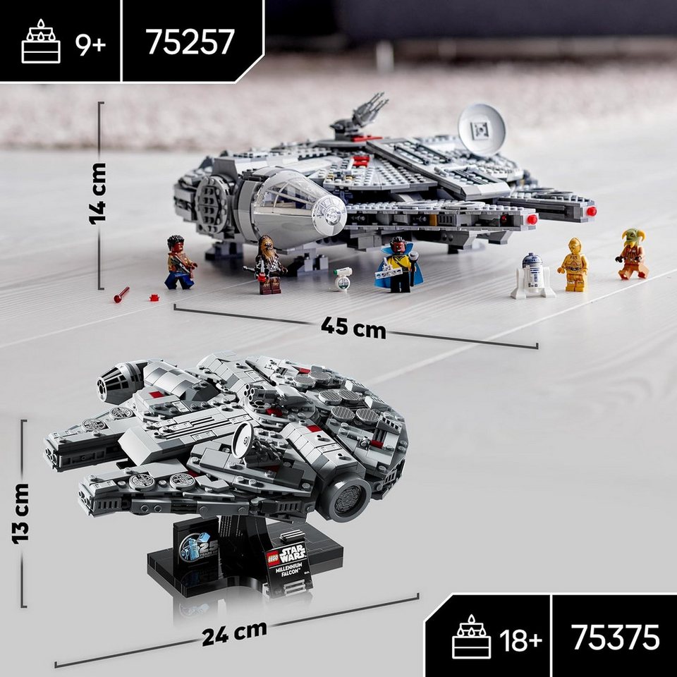 LEGO® Star Wars - Millennium Falcon (75257) Konstruktions-Spielset, (Spaceshuttle, 1351 St., Inkl. 7 Minifiguren)
