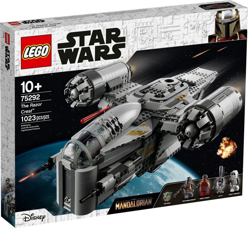 LEGO® Star Wars Razor Crest - Mandalorian Transporter des Kopfgeldjägers Spielbausteine, (1032 St), Schiff Set mit 5 LEGO Minifiguren