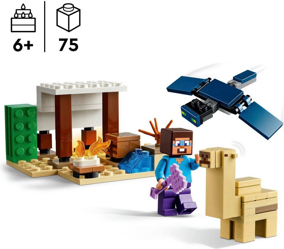LEGO® Steves Wüstenexpedition (21251), LEGO Minecraft Konstruktionsspielsteine, (75 St), Made in Europe