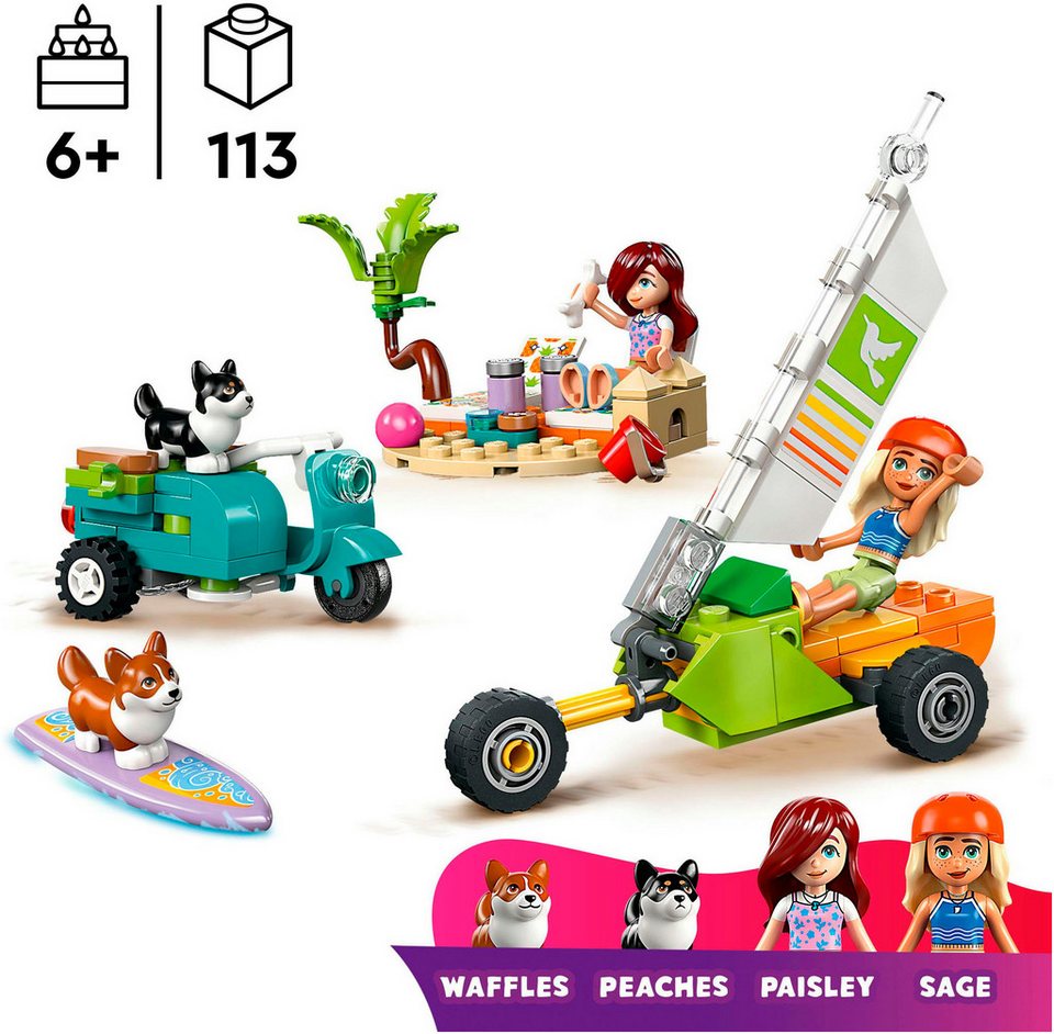 LEGO® Strandabenteuer mit Hunden (42641), LEGO Friends Konstruktionsspielsteine, (113 St), Made in Europe
