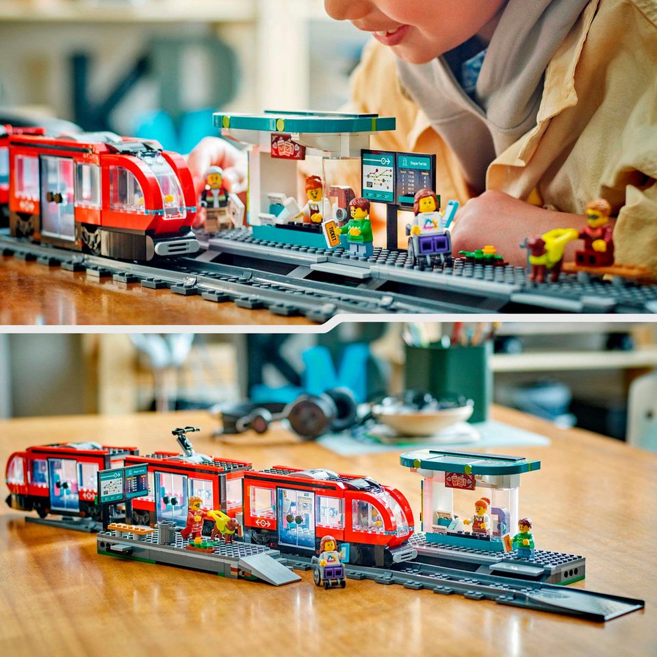 LEGO® Straßenbahn mit Haltestelle (60423), LEGO LEGO City Konstruktionsspielsteine, (811 St), Made in Europe