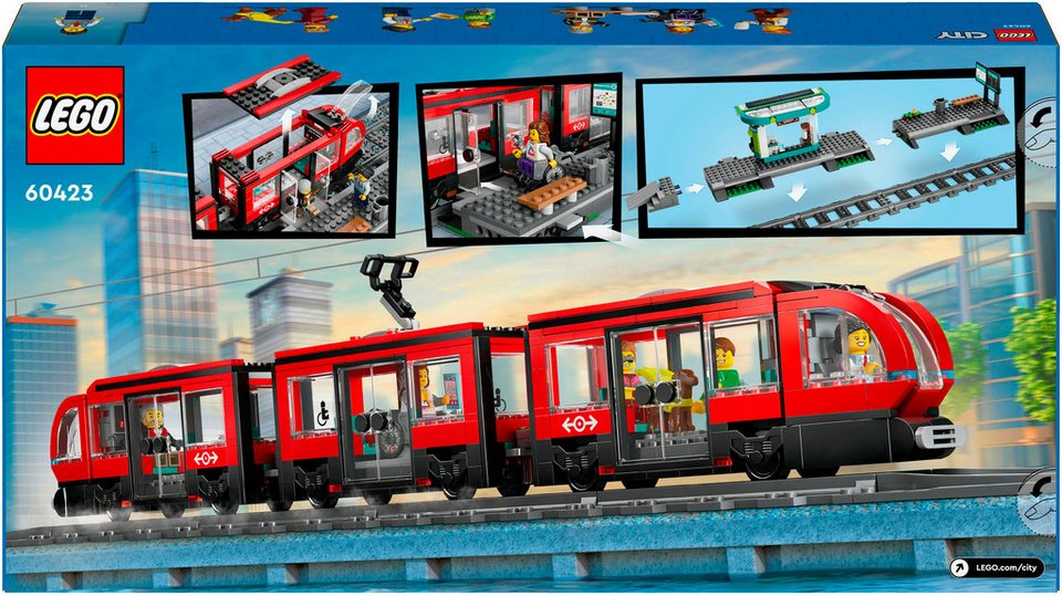 LEGO® Straßenbahn mit Haltestelle (60423), LEGO LEGO City Konstruktionsspielsteine, (811 St), Made in Europe