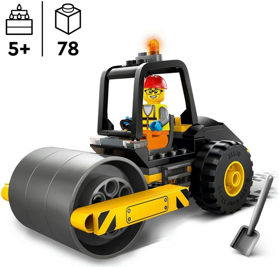 LEGO® Straßenwalze (60401), LEGO City Konstruktionsspielsteine, (78 St), Made in Europe