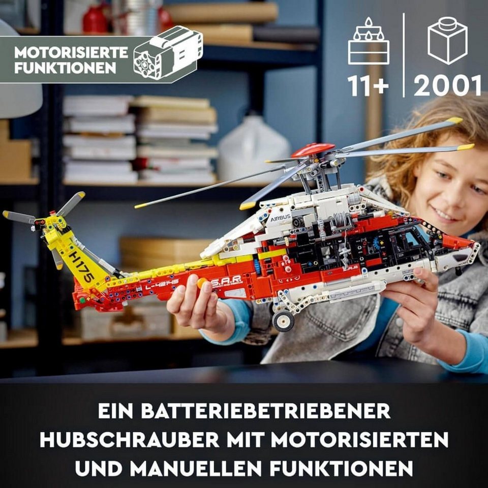 LEGO® Technic Airbus H175 Rettungshubschrauber Konstruktionsspielsteine, (Airbus H175 Rettungshubschrauber, Klemmbausteine), Made in Europe