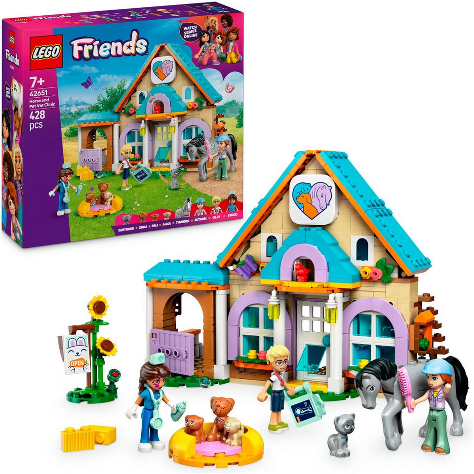 LEGO® Tierarztpraxis für Pferde und Haustiere (42651), LEGO Friends Konstruktionsspielsteine, (428 St), Made in Europe