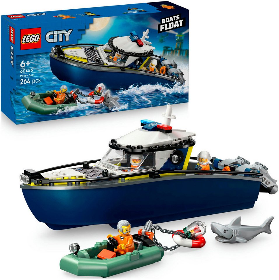 LEGO® Verfolgungsjagd im Polizeiboot (60456), LEGO City Konstruktionsspielsteine, (264 St), Made in Europe